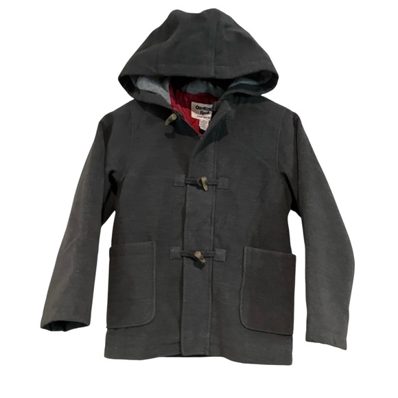OshKosh B`gosh Kids Gray Duffle Coat Hood Wool Like Zip Front Toggles Size 8 - Picture 1 of 11